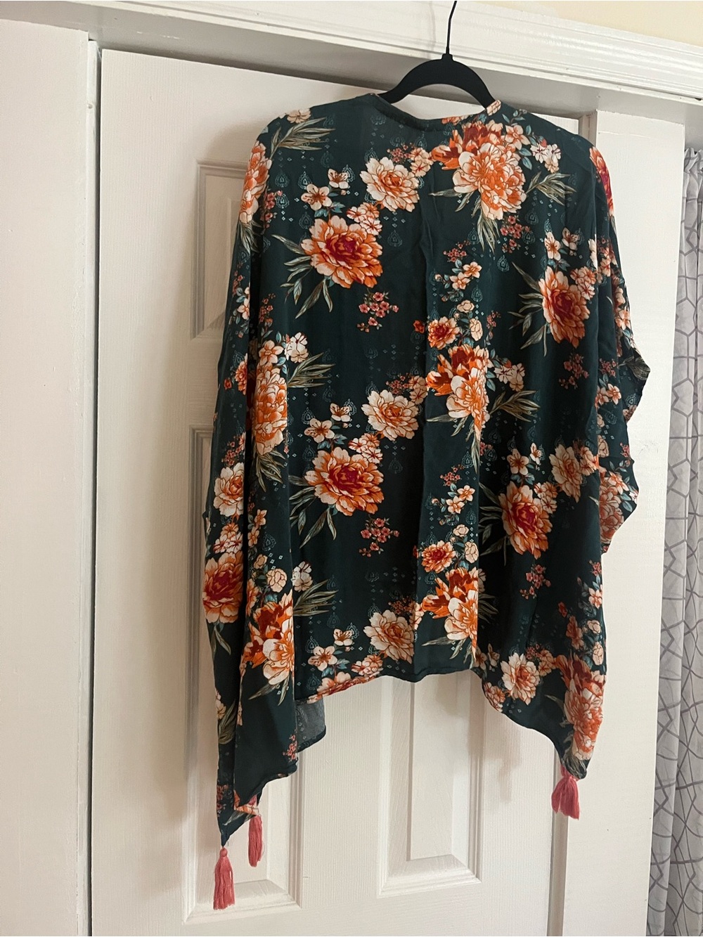 Knox Rose Floral Kimono Cardigan in Teal and Peach - Picture 5 of 5